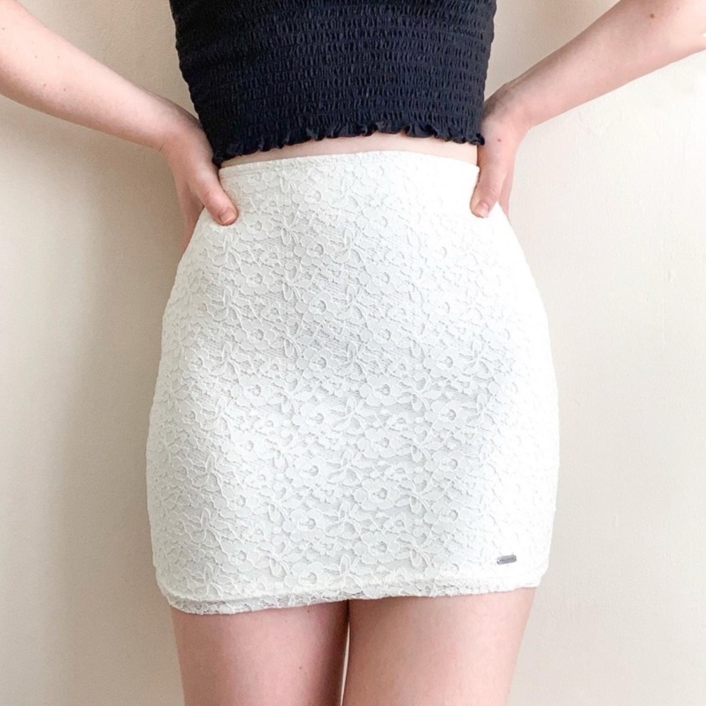 Hollister Ivory Lace Mini Skirt Size XS